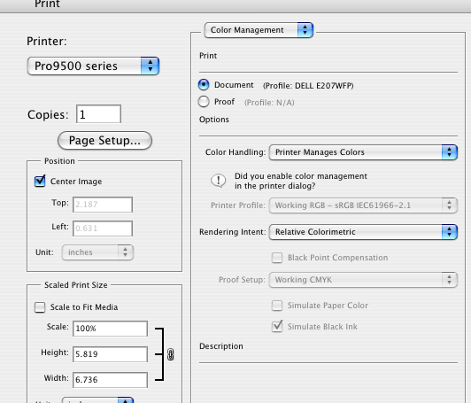 Mac CS3 Print Preview