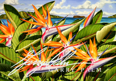“Bird of Paradise Wailea,” available in the Floral Prints section of Garry’s website.