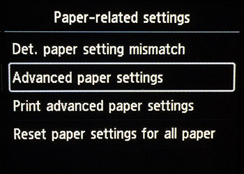 Advanced Paper Settings