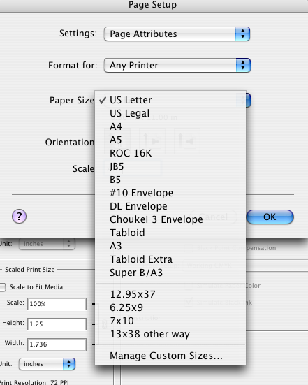 Canon Manage Paper Size