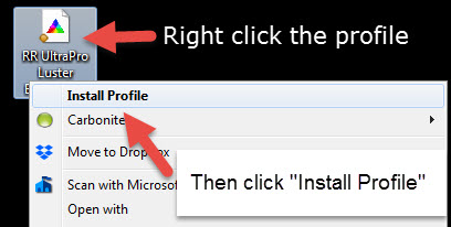 Right click to install profiles Windows