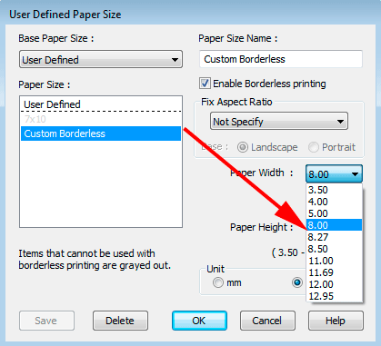 User Defined Paper Sizes 3
